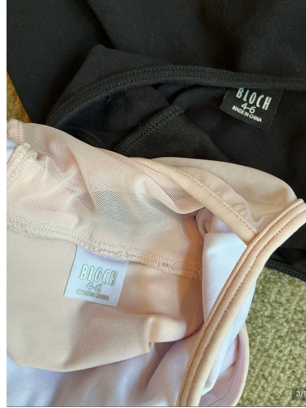 Bloch Girls' -Sz 4-6T- Pink and Black Dance Ballet Leotard 3pc. Bundle